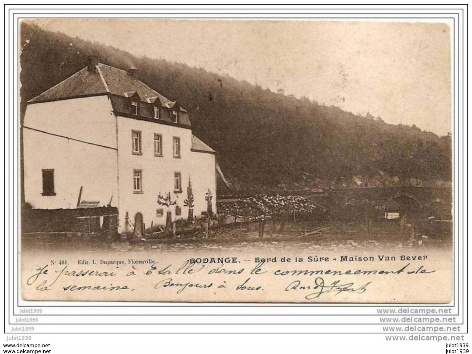 ETALLE ..-- BODANGE ..-- Maison Van Bever . 1905 Vers ETALLE ( Mr Camille GARANT , CHARRON ) . Voir Verso . - Etalle