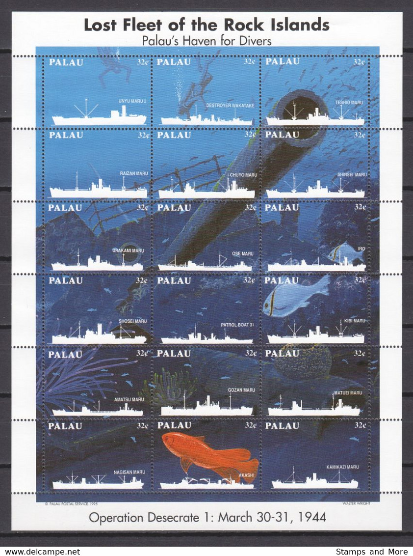 Palau 1995 Kleinbogen Mi 868-885 MNH WORLD WAR 2 OPERATION DESECRATE ONE - SHIPS - Boten