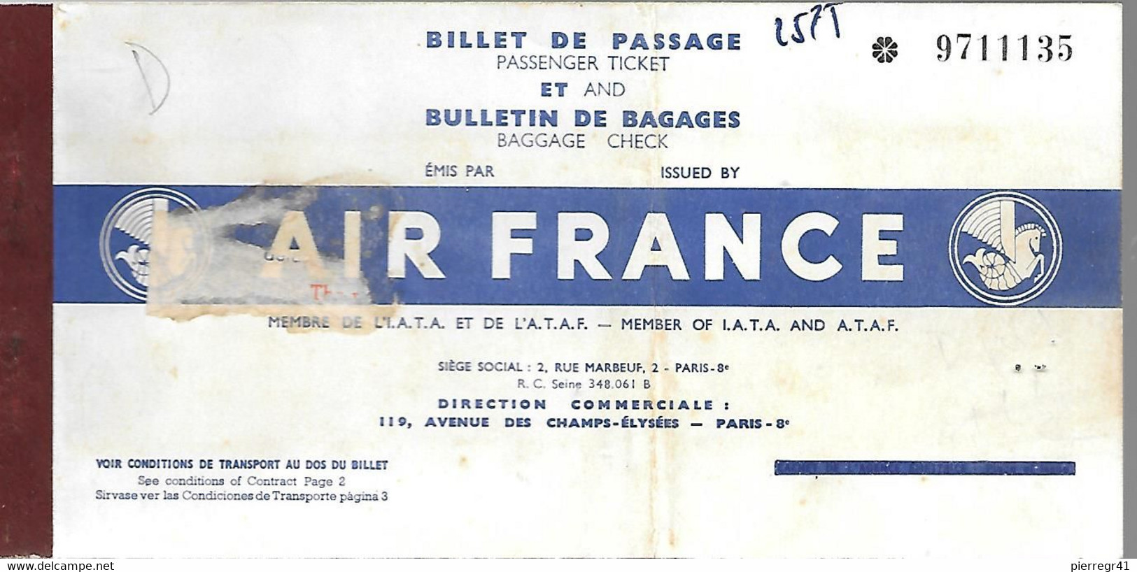 BILLET AVION-10/195-Cie AIR FRANCE-OUAGADOUGOU-DAKAR-BE-RARE - Mondo