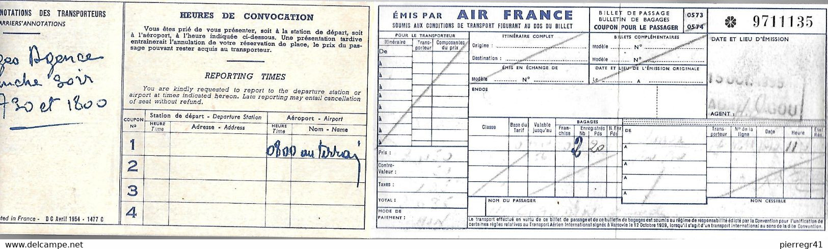 BILLET AVION-10/195-Cie AIR FRANCE-OUAGADOUGOU-DAKAR-BE-RARE - Mundo