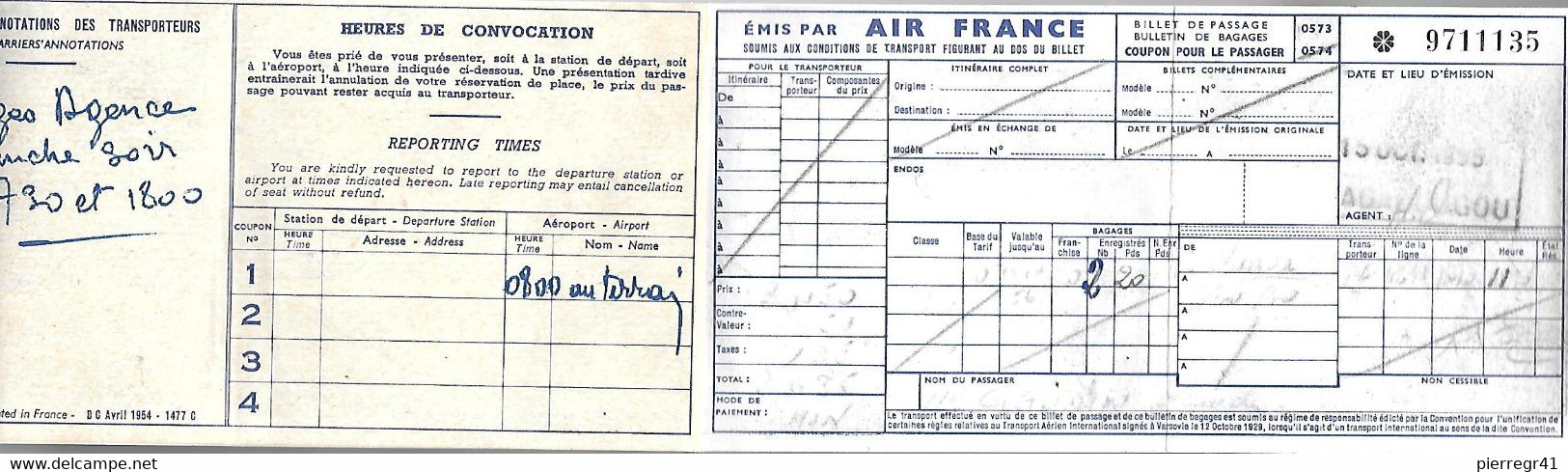 BILLET AVION-10/195-Cie AIR FRANCE-OUAGADOUGOU-DAKAR-BE-RARE - World