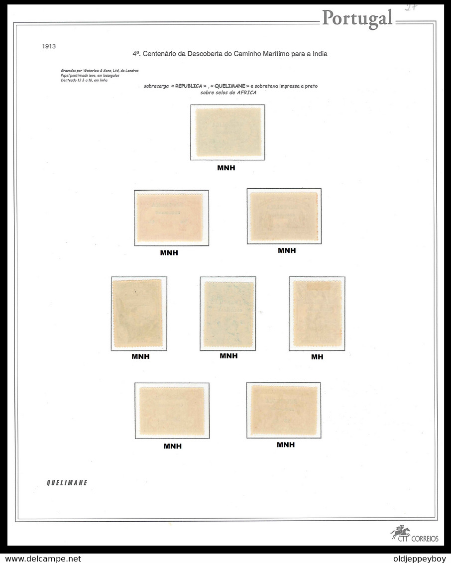 Portugal 1913 AFRICA Vasco Da Gama MNH W/ OVPT "REPUBLICA" "QUELIMANE" + Album PAGE 1 STAMP MH COMPLETE SET - Quelimane