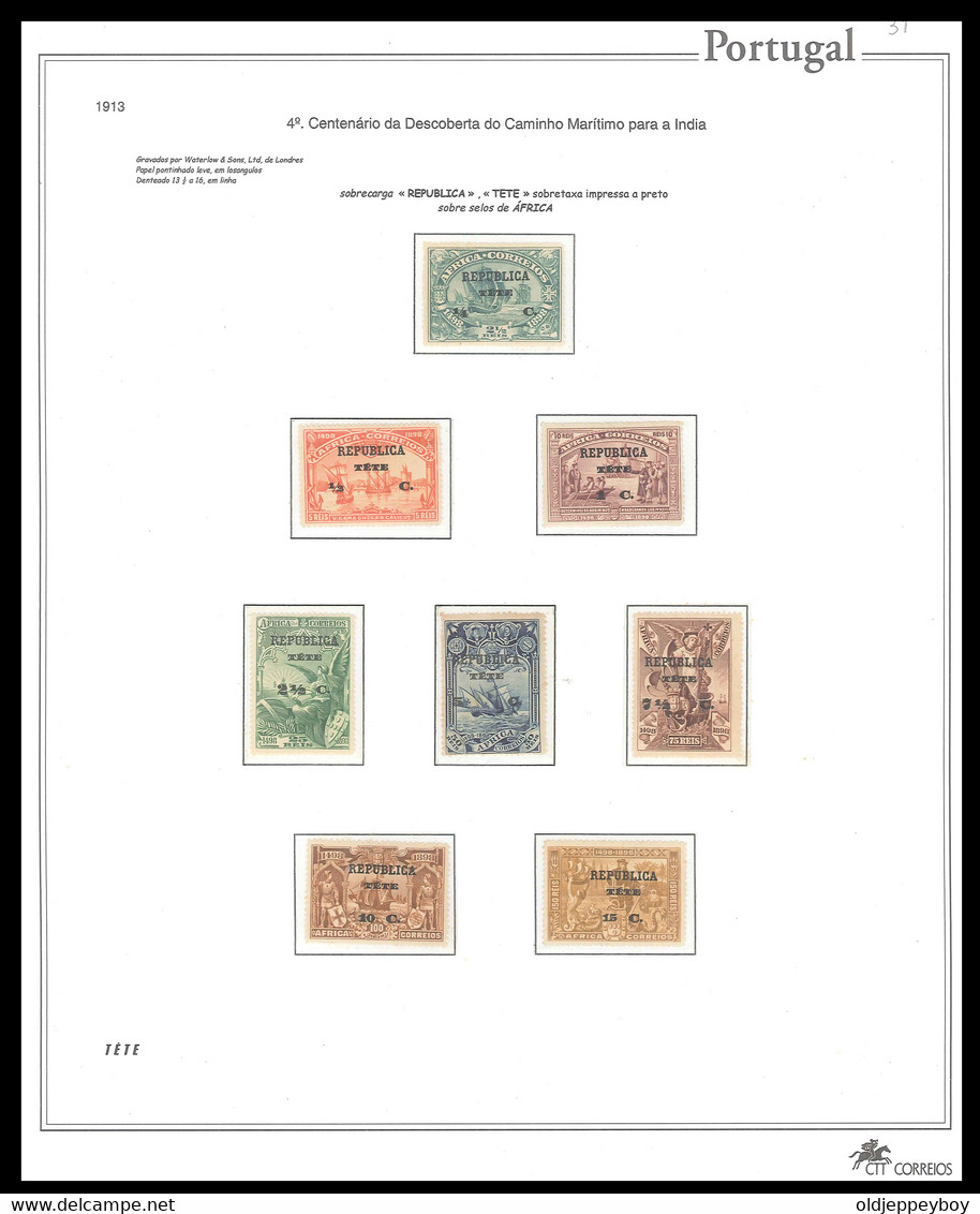 Portugal 1913 AFRICA Vasco Da Gama MNH/MH W/ OVPT "REPUBLICA" "TETE " + Album Page See Scans VERY FINE COMPLETE SET - Tete