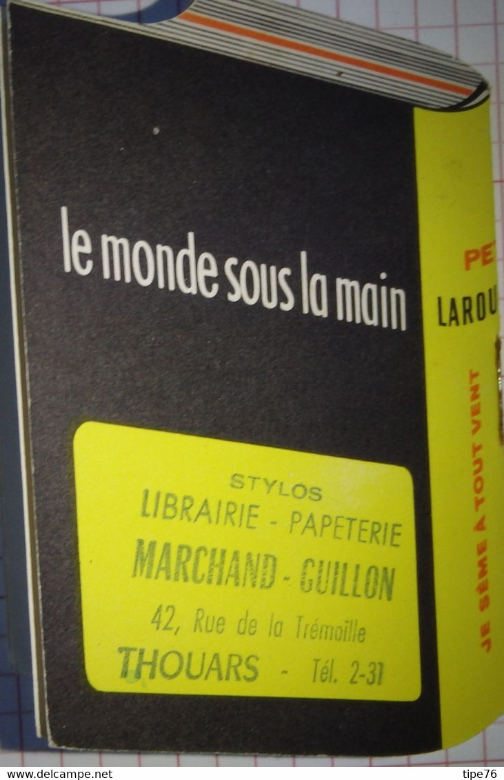 Petit Calendrier De Poche 1967  Petit Larousse Thouars Deux Sèvres Librairie Papeterie - Kleinformat : 1961-70