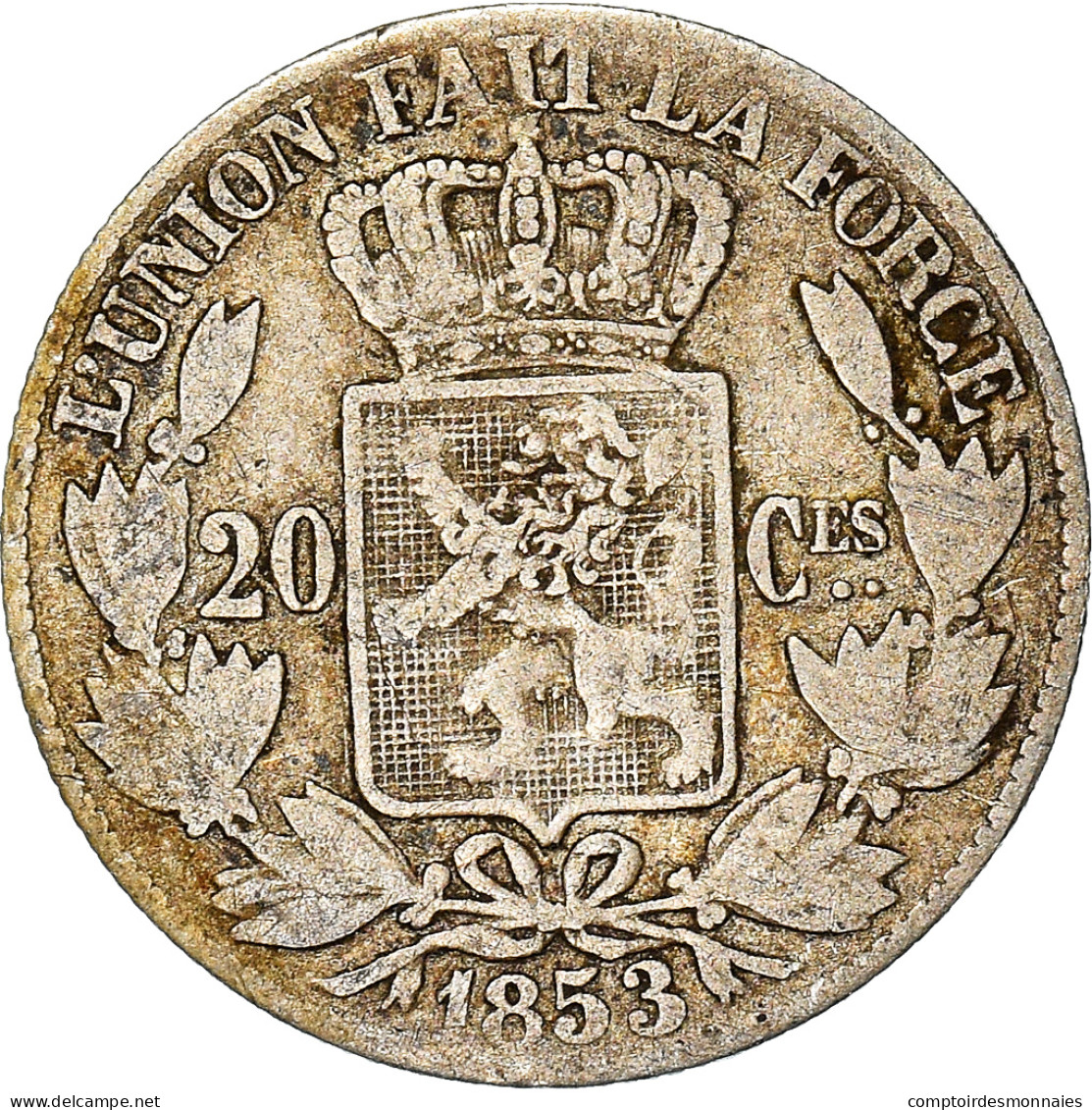 Monnaie, Belgique, Leopold I, 20 Centimes, 1853, TB+, Argent, KM:19 - 20 Centimes