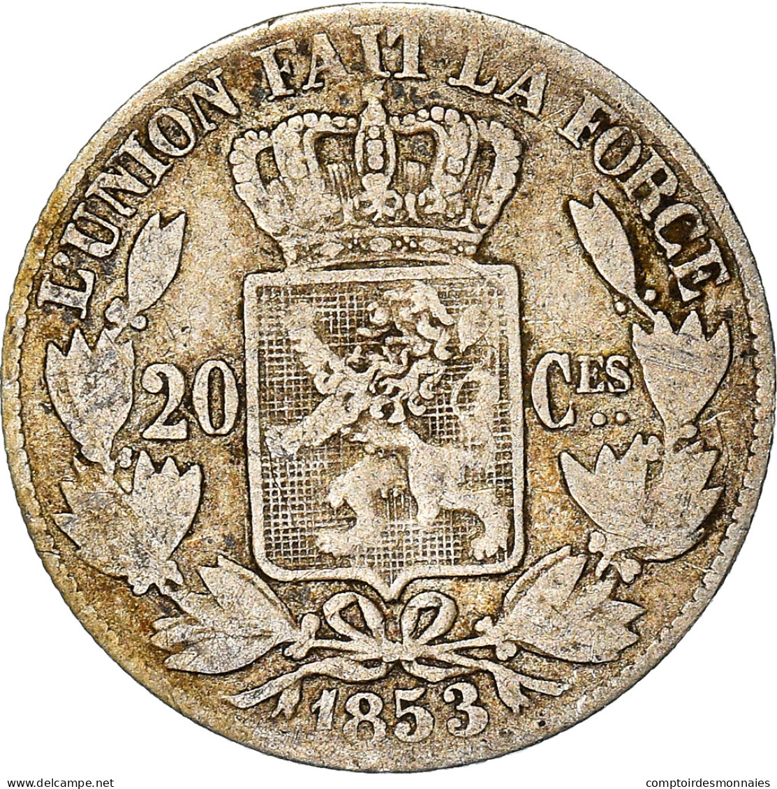 Monnaie, Belgique, Leopold I, 20 Centimes, 1853, TB+, Argent, KM:19 - 20 Cents