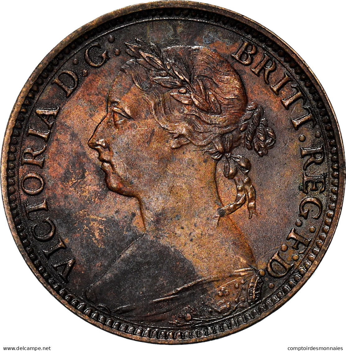 Monnaie, Grande-Bretagne, Victoria, Farthing, 1881, Heaton, SUP, Bronze, KM:753 - B. 1 Farthing