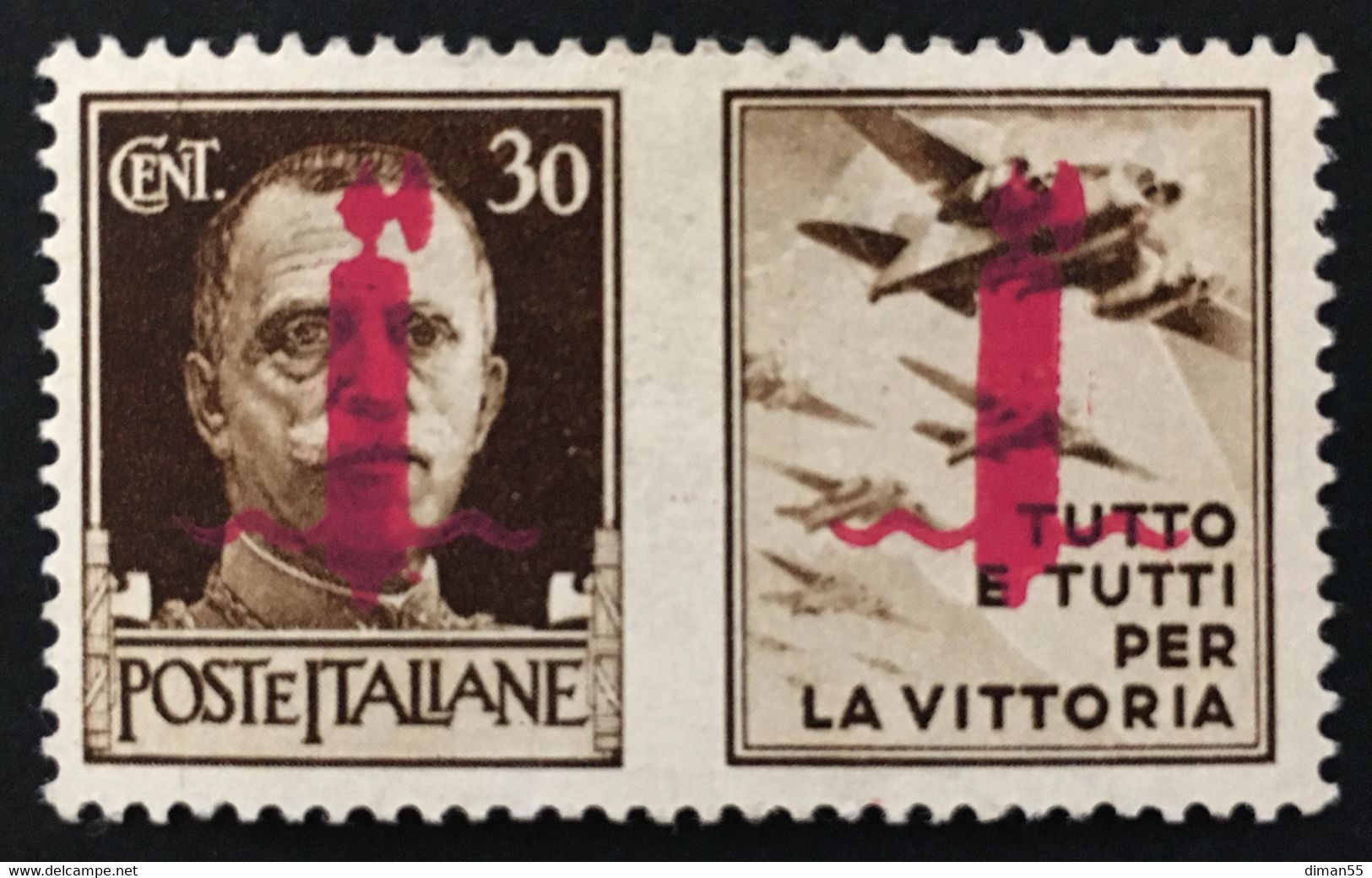 ITALY - R.S.I. - Propaganda Di Guerra Emiss. Di Firenze Sassone N. 43 (Lilla Carminio) - Cat. 240 Euro - Linguellato MH* - War Propaganda