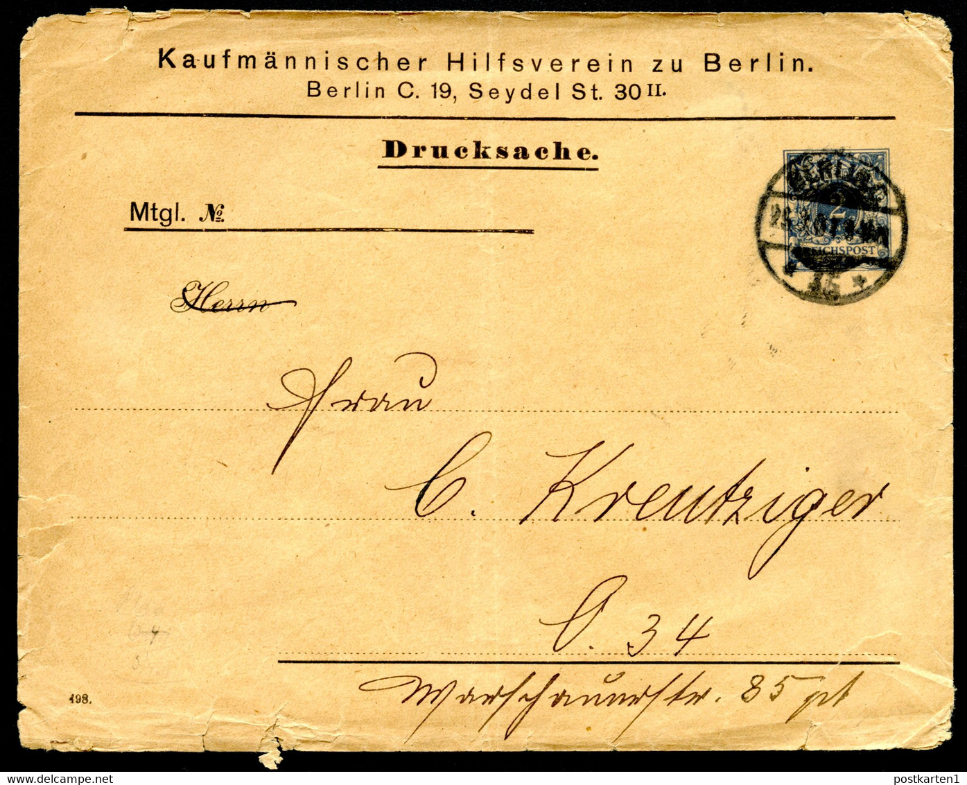 Deutsches Reich PRIVAT-UMSCHLAG PU16 B1 Gebraucht Berlin 1901 Kat. 50,00 € - Enveloppes