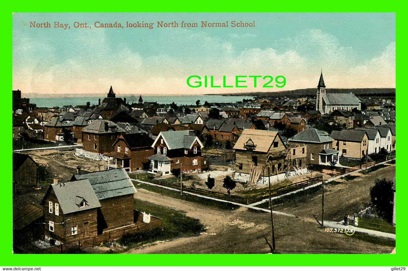 NORTH BAY, ONTARIO - LOOKING NORTH FROM NORMAL SCHOOL - TRAVEL IN 1912 -  THE VALENTINE & SONS PUB - - North Bay