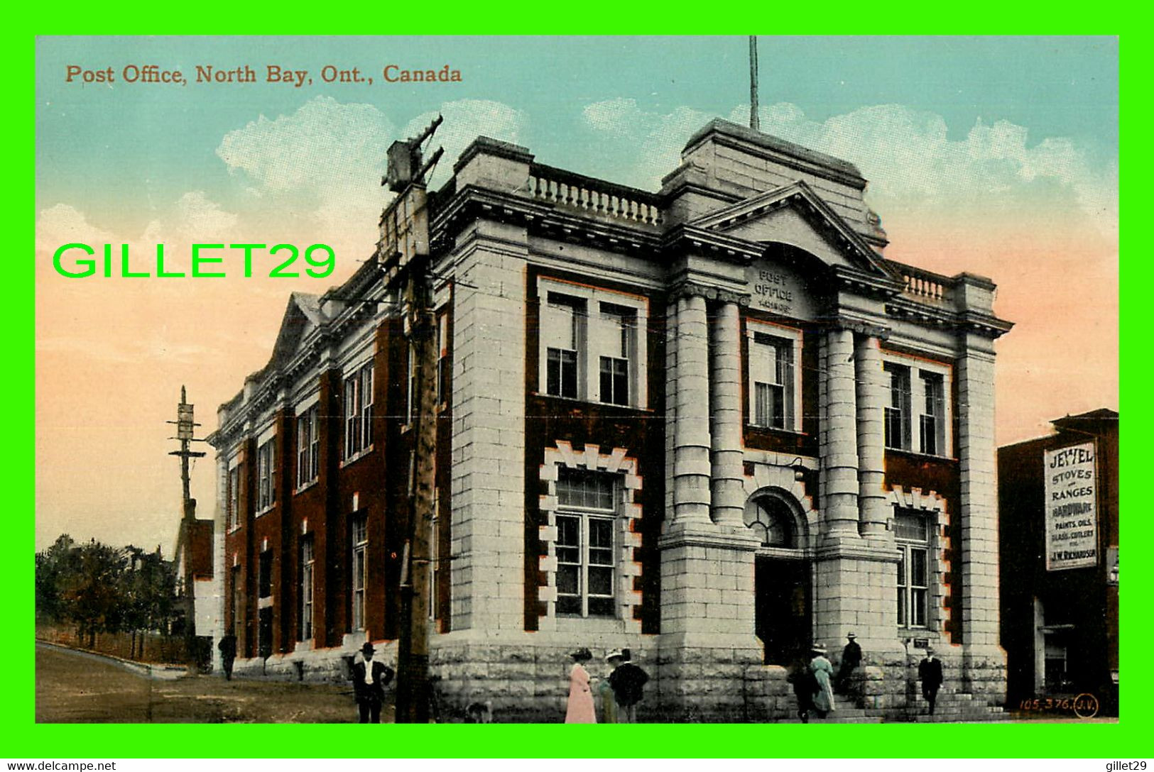 NORTH BAY, ONTARIO - POST OFFICE - TRAVEL IN 1912 - ANIMATED WITH PEOPLES - THE VALENTINE & SONS PUB - - North Bay