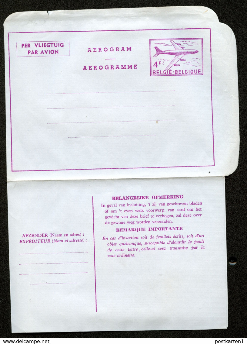 Belgique Aérogramme #8V II Mi. LF9II Neuf 1960 - Aerogramme