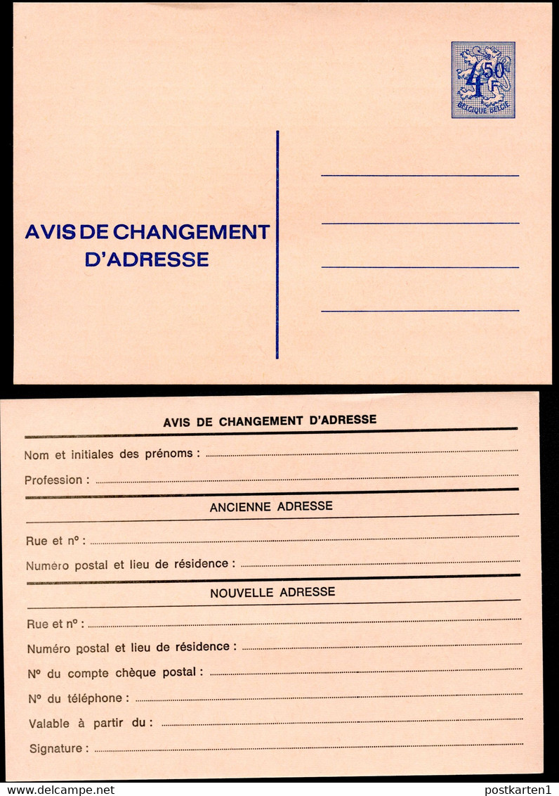 Belgique Avis De Changement D'adresse #20III Neuf 1975 - Adressenänderungen