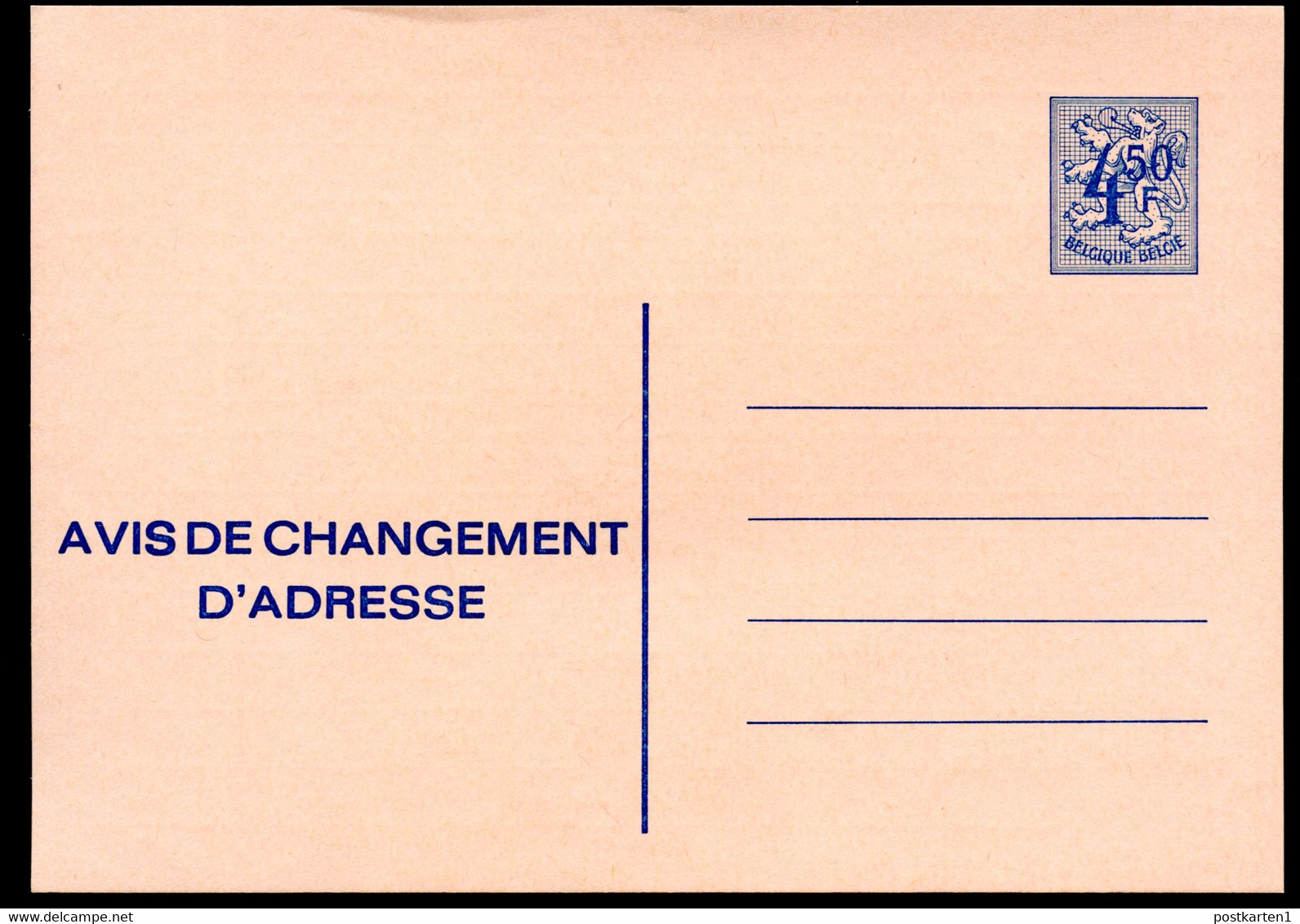 Belgique Avis De Changement D'adresse #20III Neuf 1975 - Adreswijziging