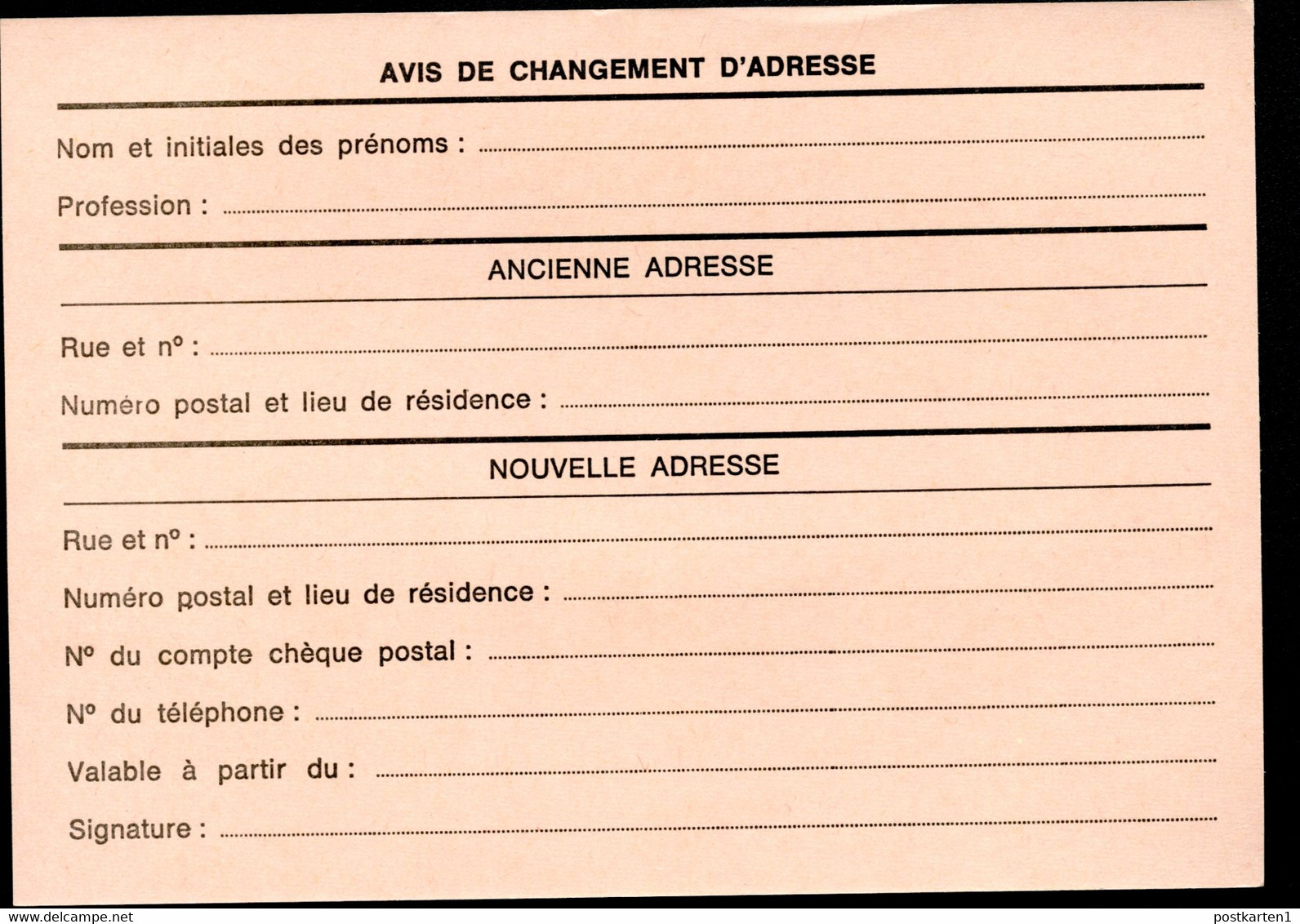 Belgique Avis De Changement D'adresse #20III Neuf 1975 - Adressenänderungen