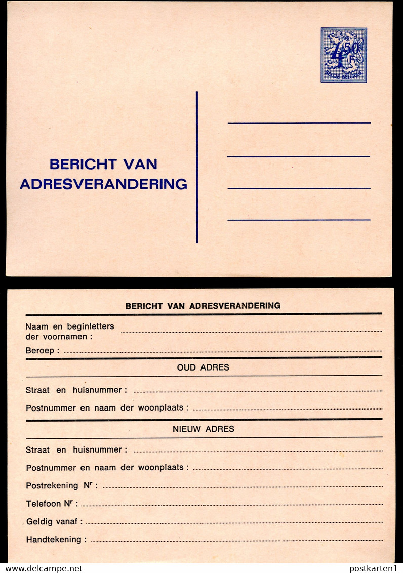 Belgique Avis De Changement D'adresse #20 IV Neuf 1975 - Aviso Cambio De Direccion