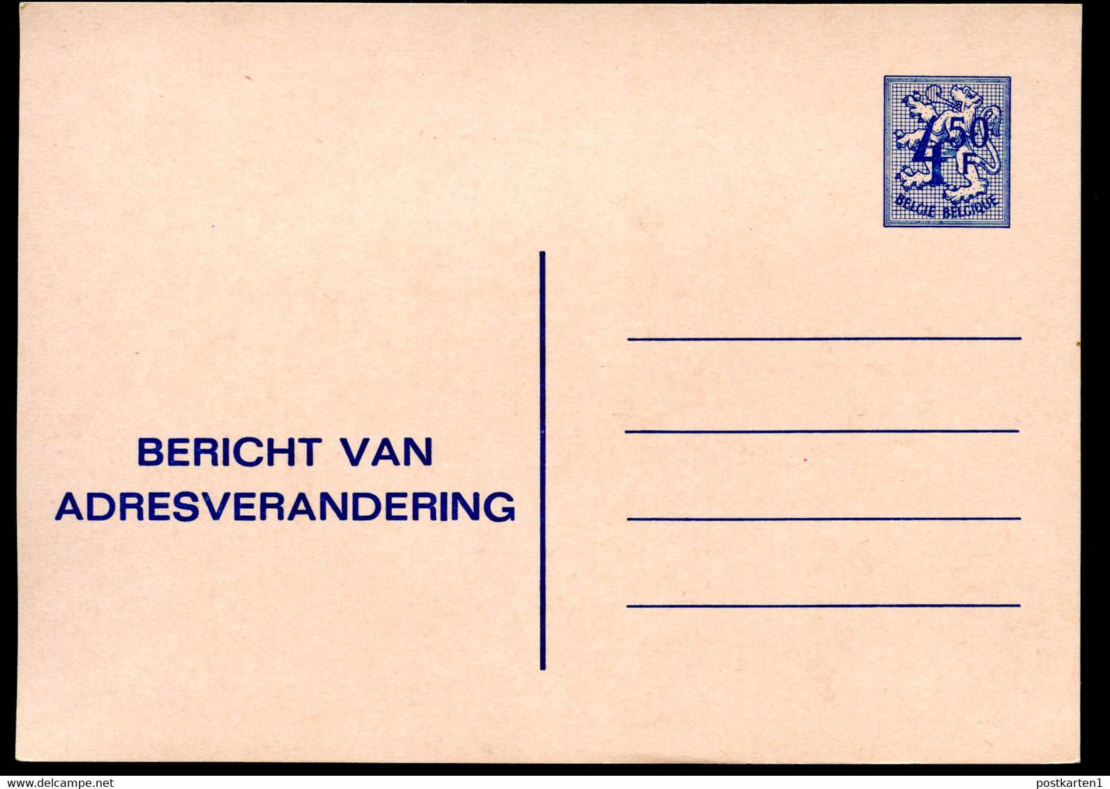 Belgique Avis De Changement D'adresse #20 IV Neuf 1975 - Aviso Cambio De Direccion