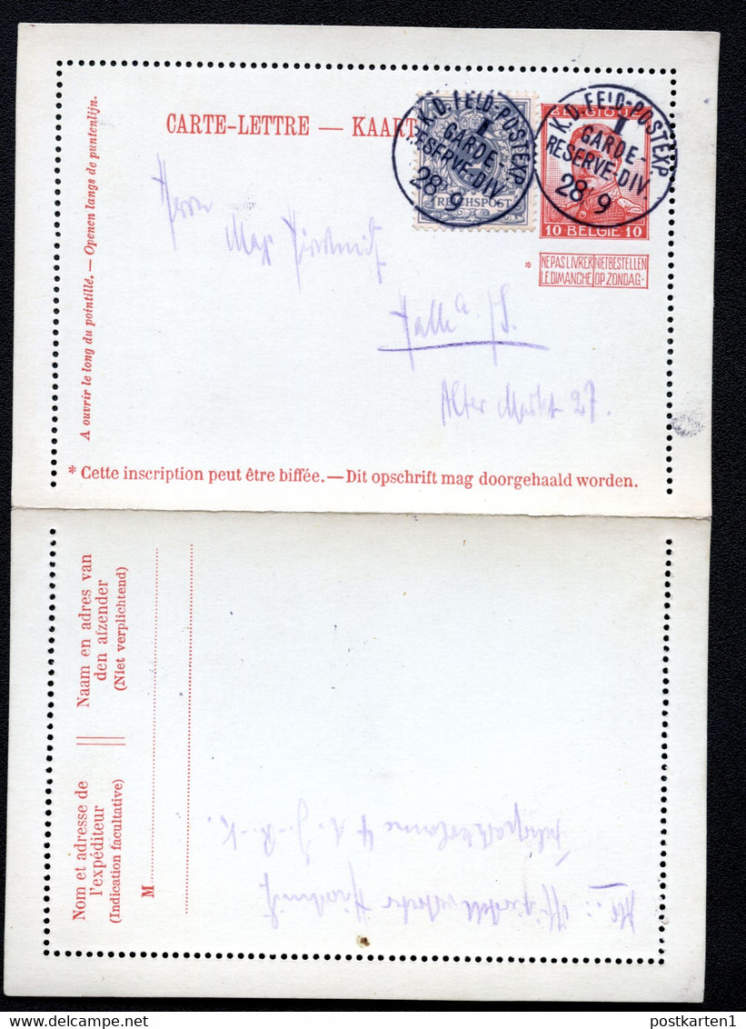 FELDPOST Belgien Kartenbrief Mi.K20 SBLP #18 Nach Halle 1914 - Occupation 1914-18