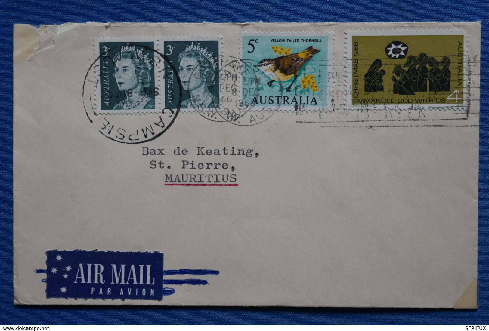 AC9 AUSTRALIA  BELLE CARTE    1966  POUR  MAURITIUS+  + AFFRANCHISSEMENT PLAISANT - Storia Postale