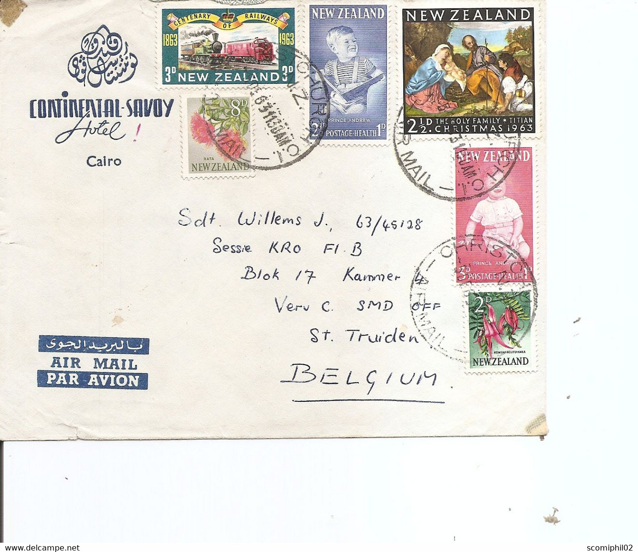 Nouvelle -zélande ( Lettre Par Avion De 1963 De Christchurch Vers La Belgique à Voir) - Lettres & Documents