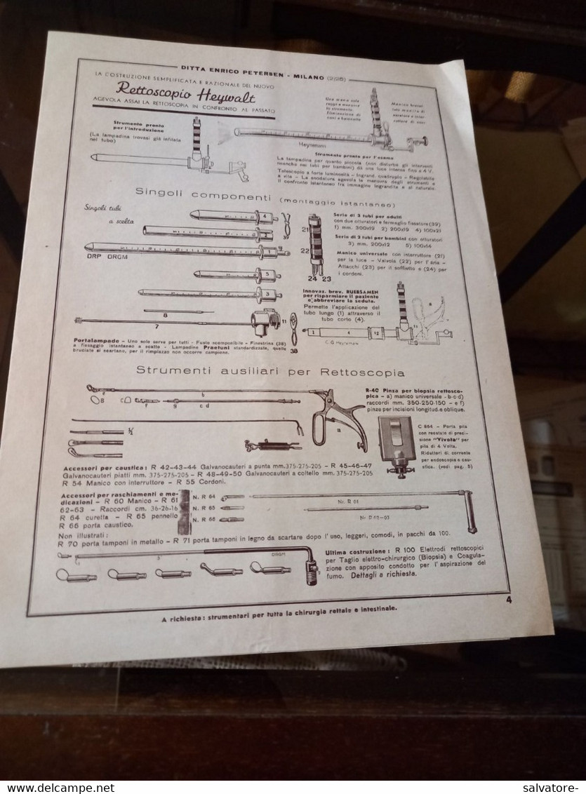 DEPLIANT PUBBLICITARIO DITTA ENRICO PETERSEN ATTREZZI CHIRURGIA - PERIODO REGNO - Italia