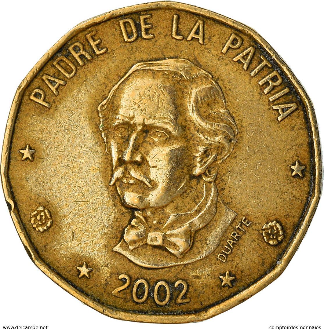 Monnaie, Dominican Republic, Peso, 2002, TB+, Laiton, KM:80.2 - Dominicaanse Republiek
