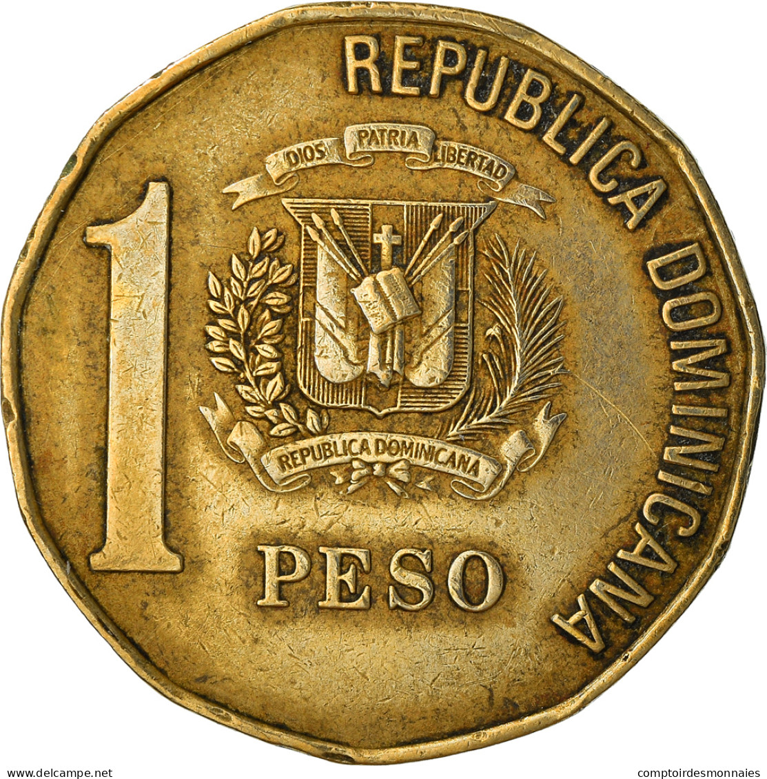 Monnaie, Dominican Republic, Peso, 2002, TB+, Laiton, KM:80.2 - Dominicaine