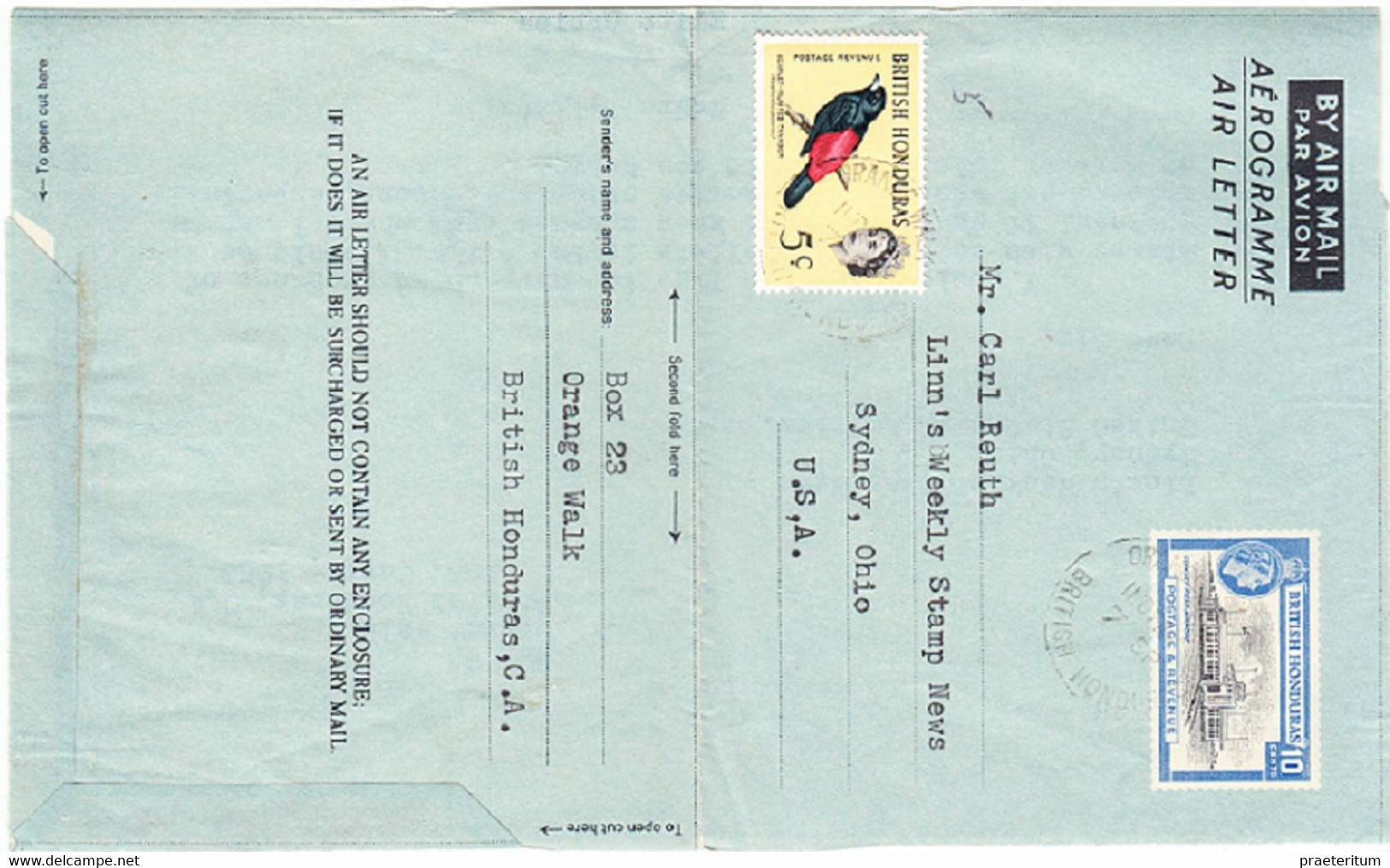 BRITISH HONDURAS Cover - Belize, 7 Sept 1963 - Aerogramme Air Letter To USA - Brits-Honduras (...-1970)