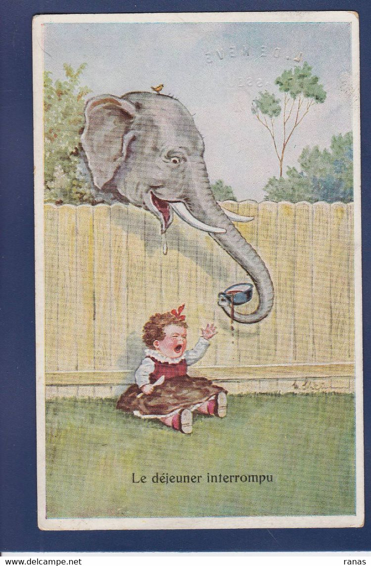 CPA éléphant Illustrateur Circulé Humour - Elefanten