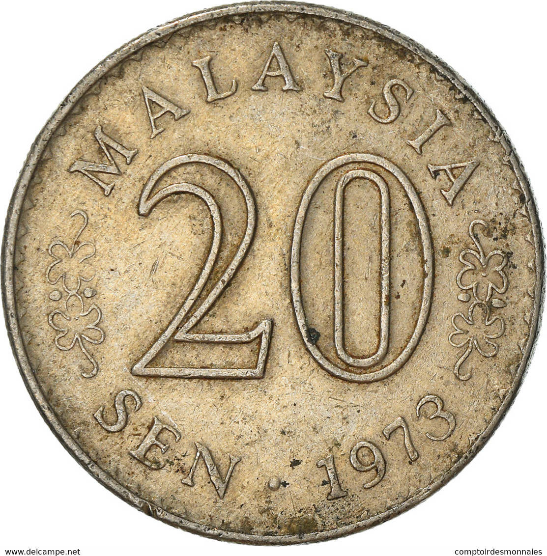 Monnaie, Malaysie, 20 Sen, 1973, Franklin Mint, TB, Copper-nickel, KM:4 - Malaysia