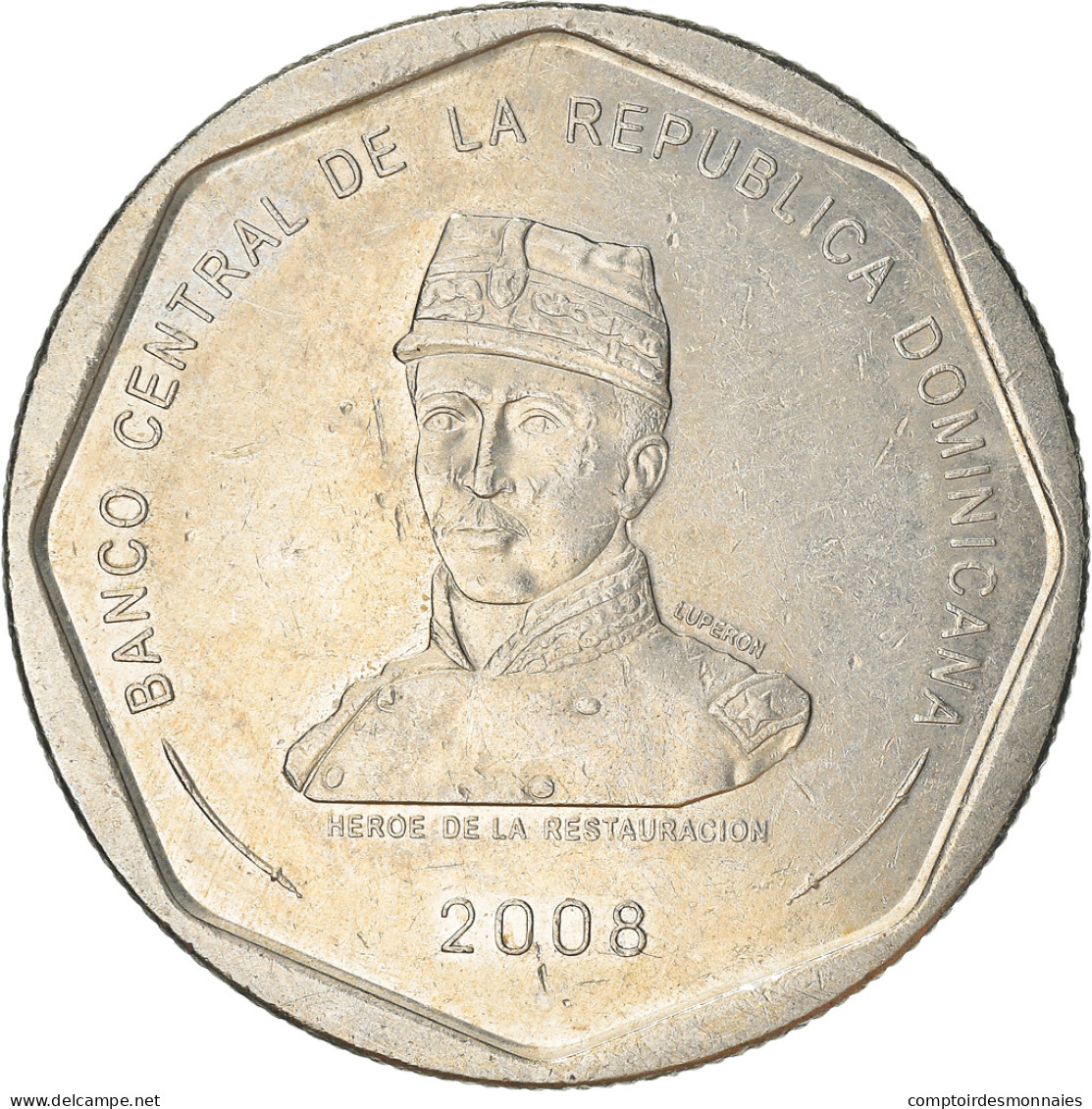 Monnaie, Dominican Republic, 25 Pesos, 2008, TTB+, Copper-nickel, KM:107 - Dominicaine