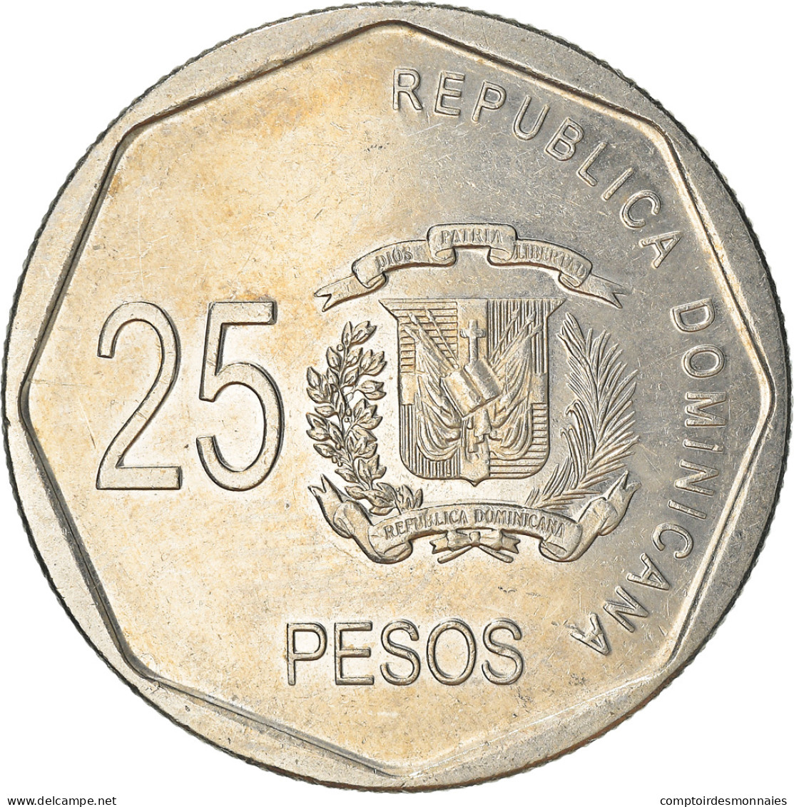 Monnaie, Dominican Republic, 25 Pesos, 2008, TTB+, Copper-nickel, KM:107 - Dominicaine