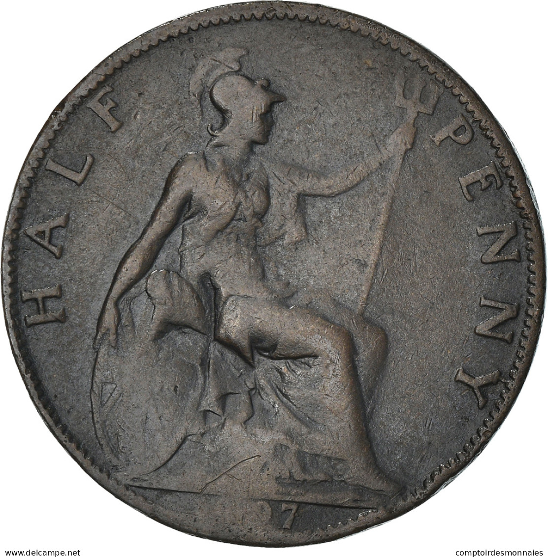 Monnaie, Grande-Bretagne, Victoria, 1/2 Penny, 1897, B+, Bronze, KM:789 - C. 1/2 Penny