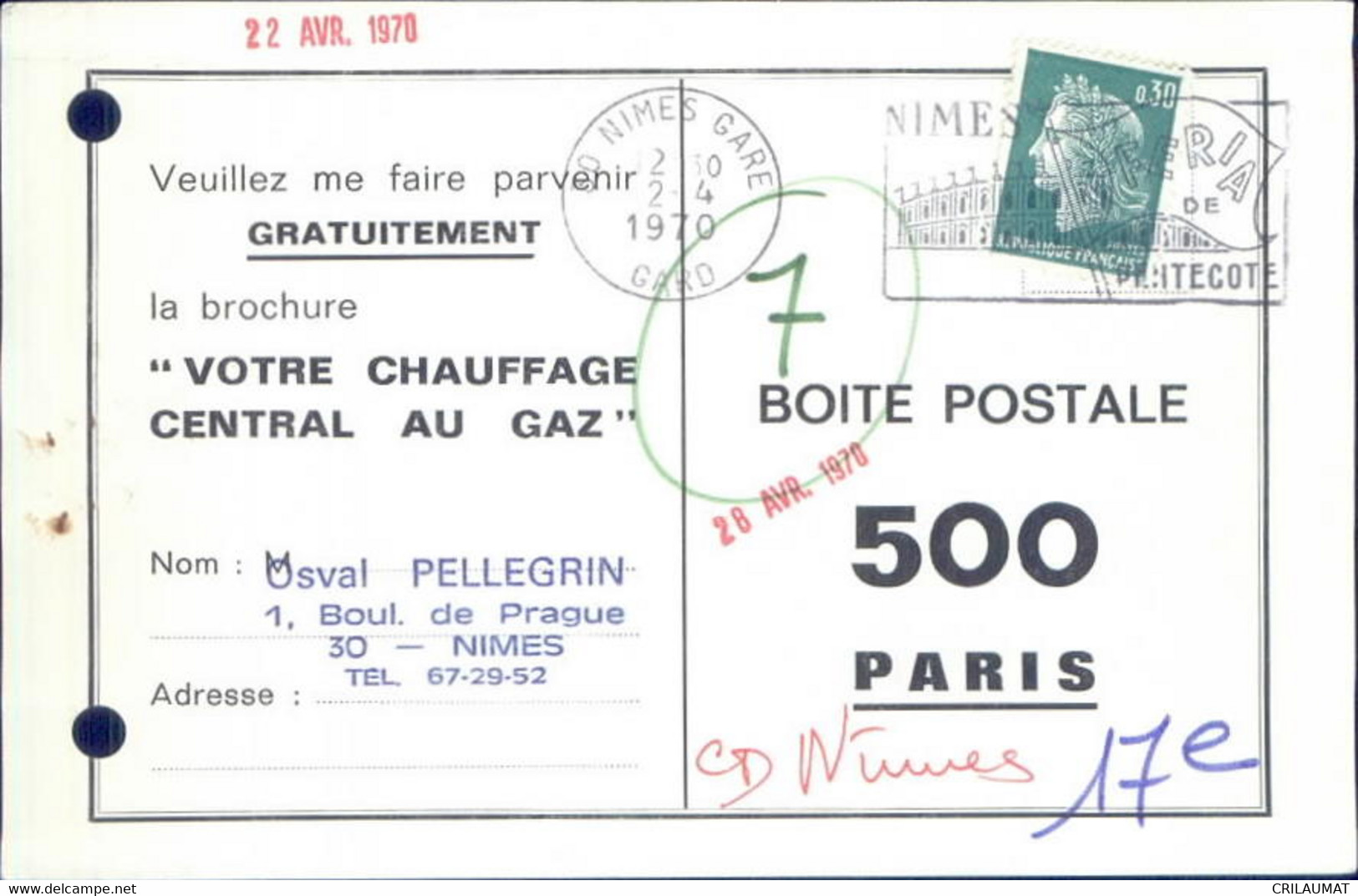 Chauffage Au Gaz  Nimes 02-04  1970  N°611 - 1961-....