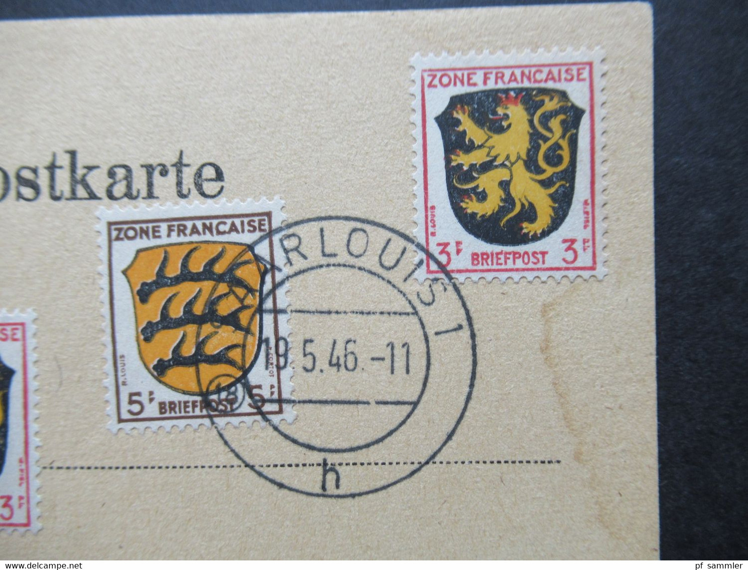 Französische Zone 19.5.1946 Postkarte Stempel Ra4 Französische Festtage An Der Saar Souvenir Du Marechal Ney - Sonstige & Ohne Zuordnung