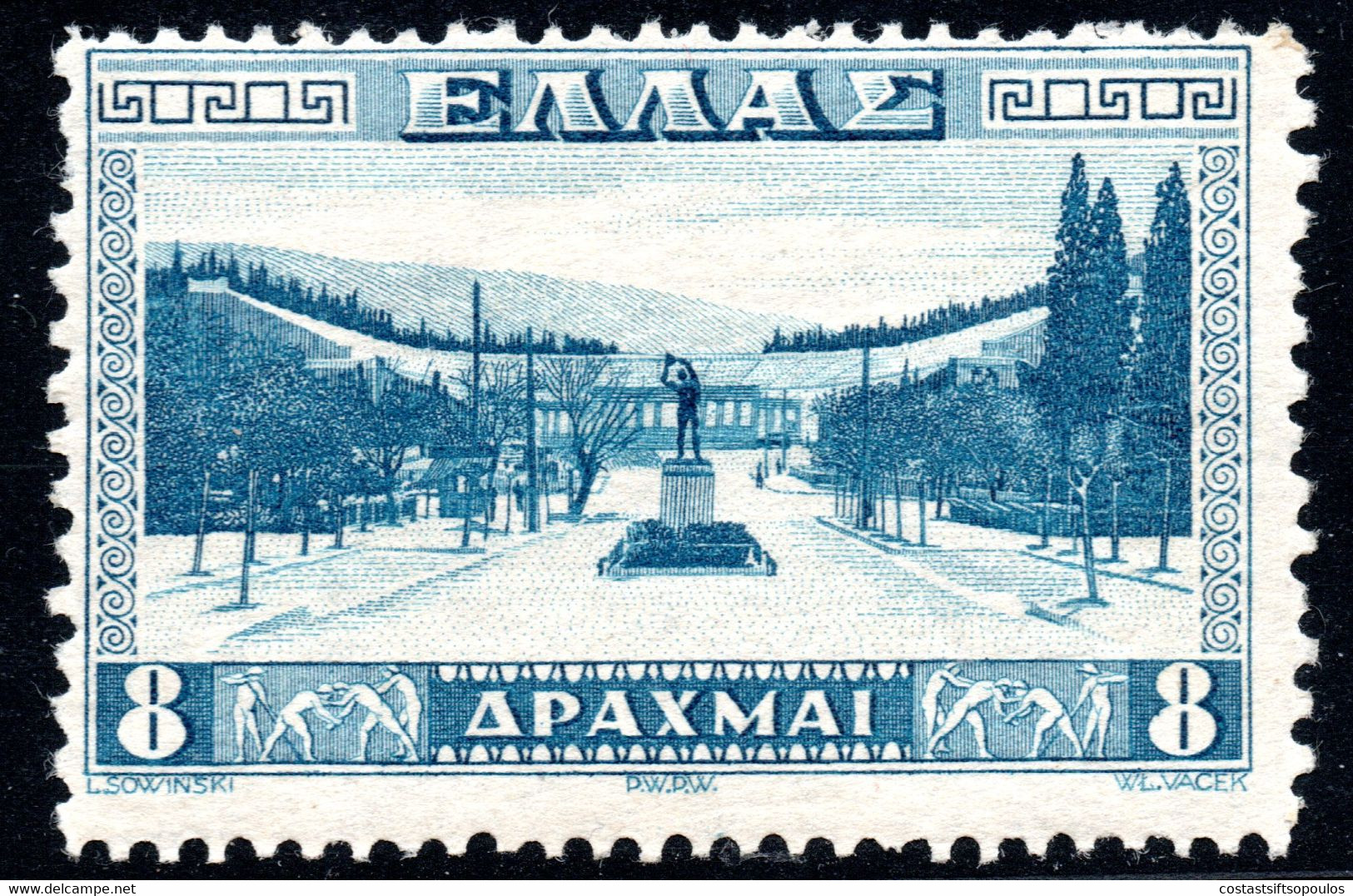 405.GREECE.1934 STADIUM ,SC.381,MICHEL 372,HELLAS 526 PERF.12 3/4 X 11 1/2,MNH - Nuovi