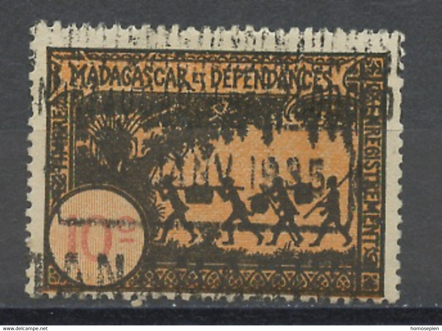 Madagascar - Madagaskar Timbre Fiscal 1900-45 Y&T N°TF(3) - Michel N°SM(?) (o) - 10c Enregistrement - Noir - Other & Unclassified