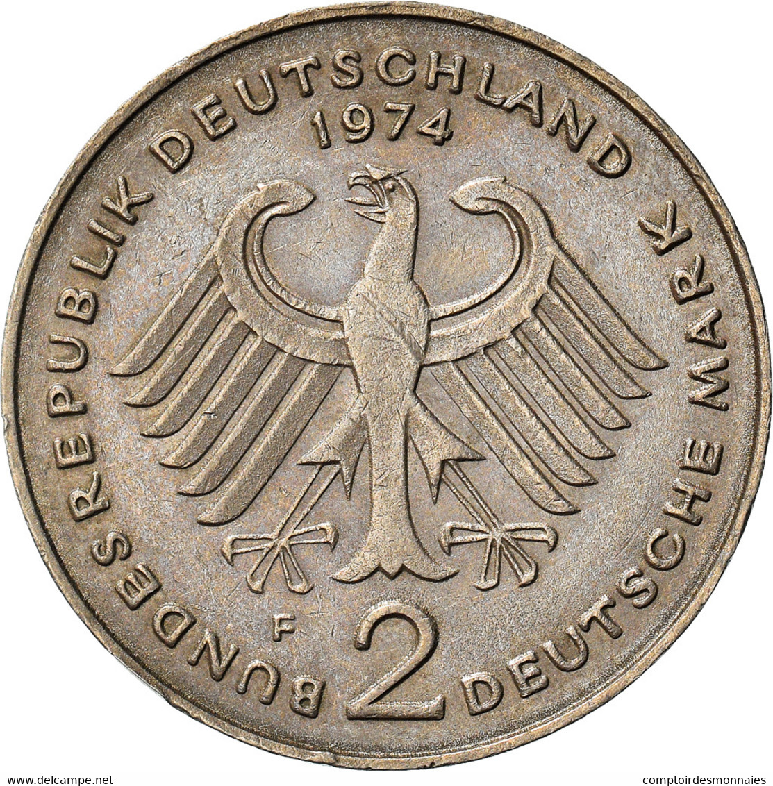 Monnaie, République Fédérale Allemande, 2 Mark, 1974, Stuttgart, TTB - 2 Mark