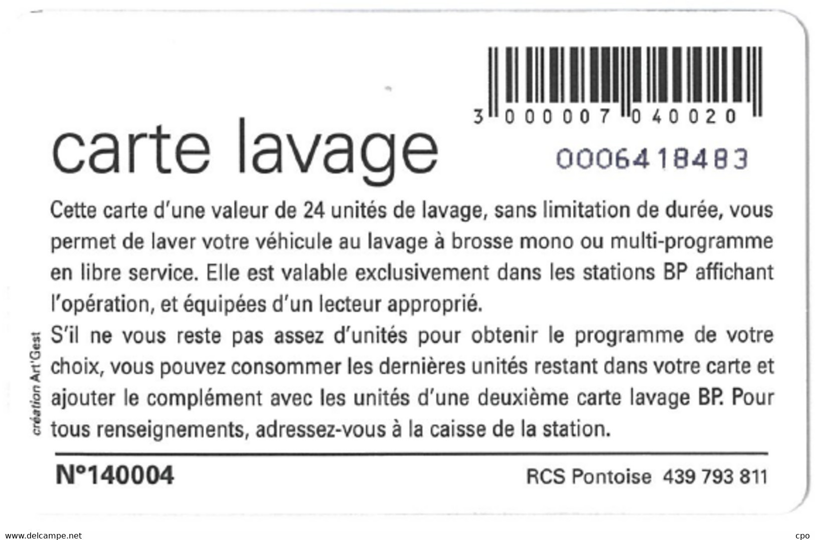 # Carte A Puce Portemonnaie  Lavage BP - EG Group - Goutte - 24u Puce? - Tres Bon Etat - - Autowäsche