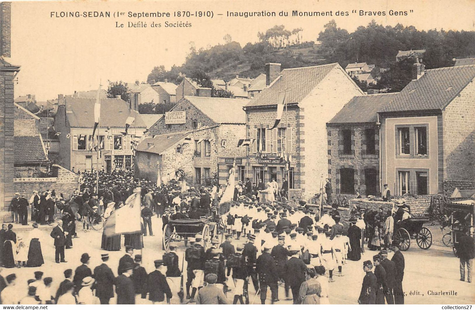 08-FLOING- SEDAN- 1er SEP 1870/1910- INAUGURATION DU MONUMENT DES BRAVES GENS Le Defilé Des Sociétés - Sedan