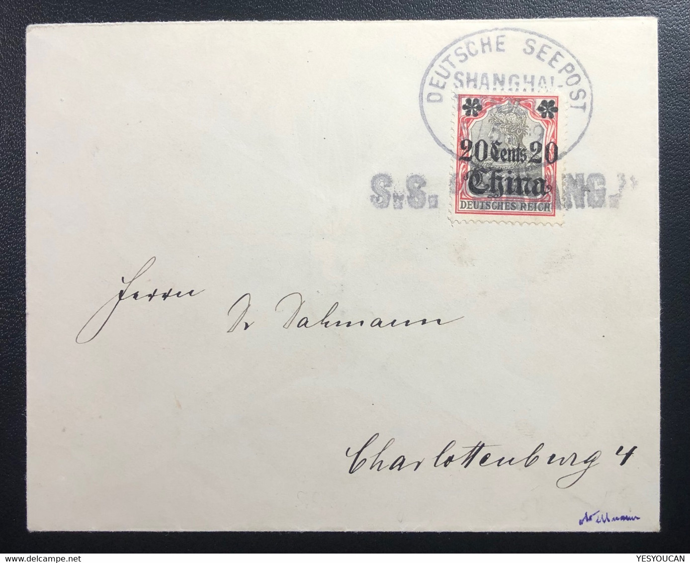 RR ! „DEUTSCHE SEEPOST SHANGHAI TIENTSIN 1909“ SS SIKIANG Brief (Deutsche Post China Rare Ship Mail Cover Chine Lettre - China (oficinas)