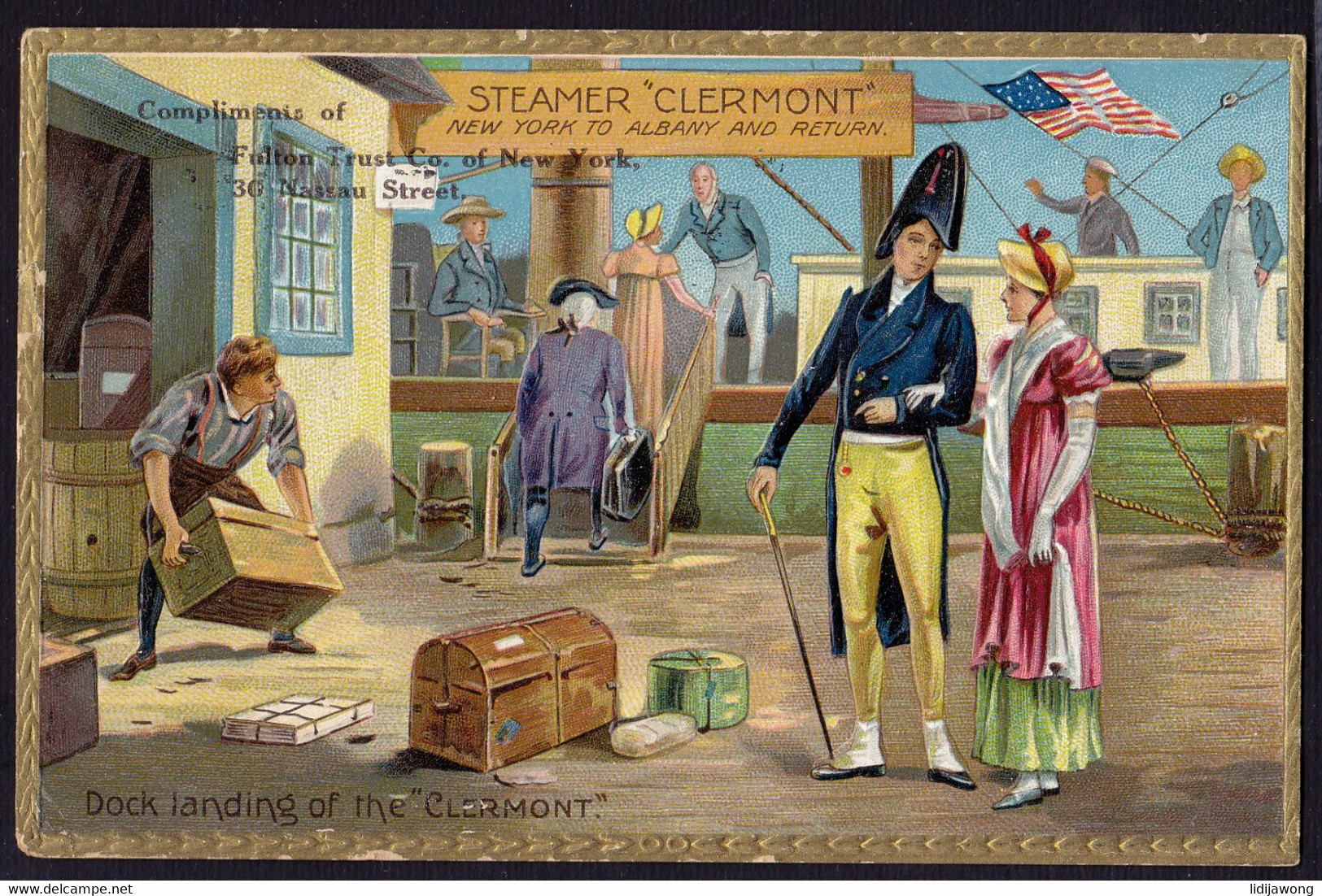 STEAMER "CLERMONT" New York To Albany - Embossed OLD POSTCARD 1909 (see Sales Conditions) - Albany