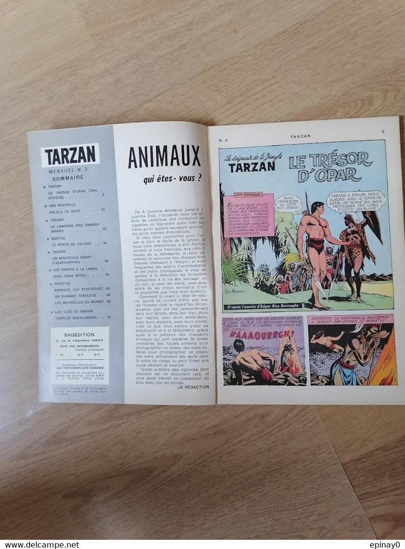 TARZAN - Vedettes T.V N° 3 - Année1968 - LE TRESOR D'OPAR - éléphant - Le Seigneur De La Jungle - EDGAR RICE BURROUGHS - Tarzan