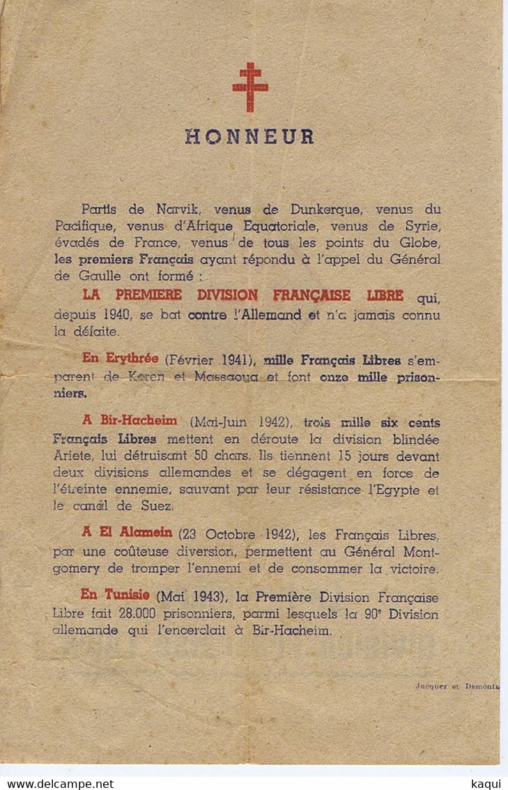 LA PREMIERE DIVISION FRANCAISE LIBRE - Documenten