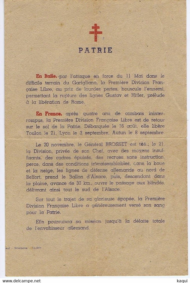 LA PREMIERE DIVISION FRANCAISE LIBRE - Documents