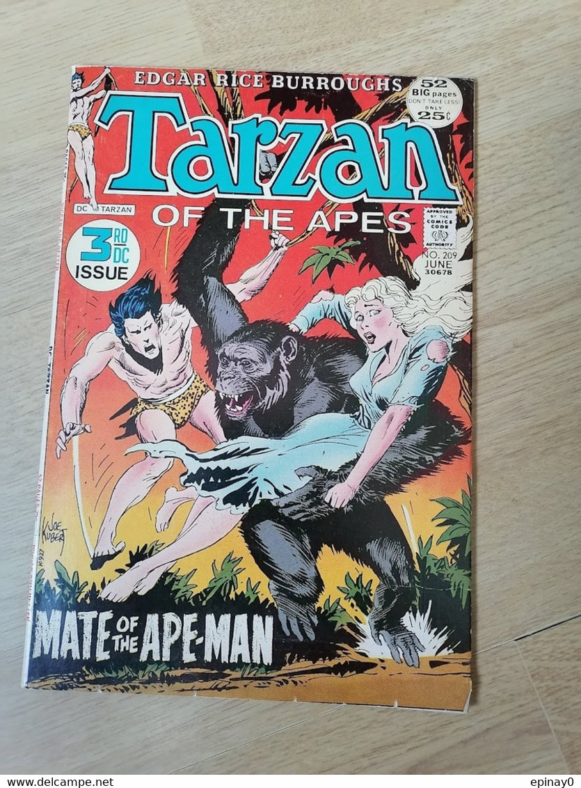 TARZAN - N° 209 - Année 1972 - édition Anglais - MATE Of The APE-MAN - Le Seigneur De La Jungle - EDGAR RICE BURROUGHS - BD Journaux