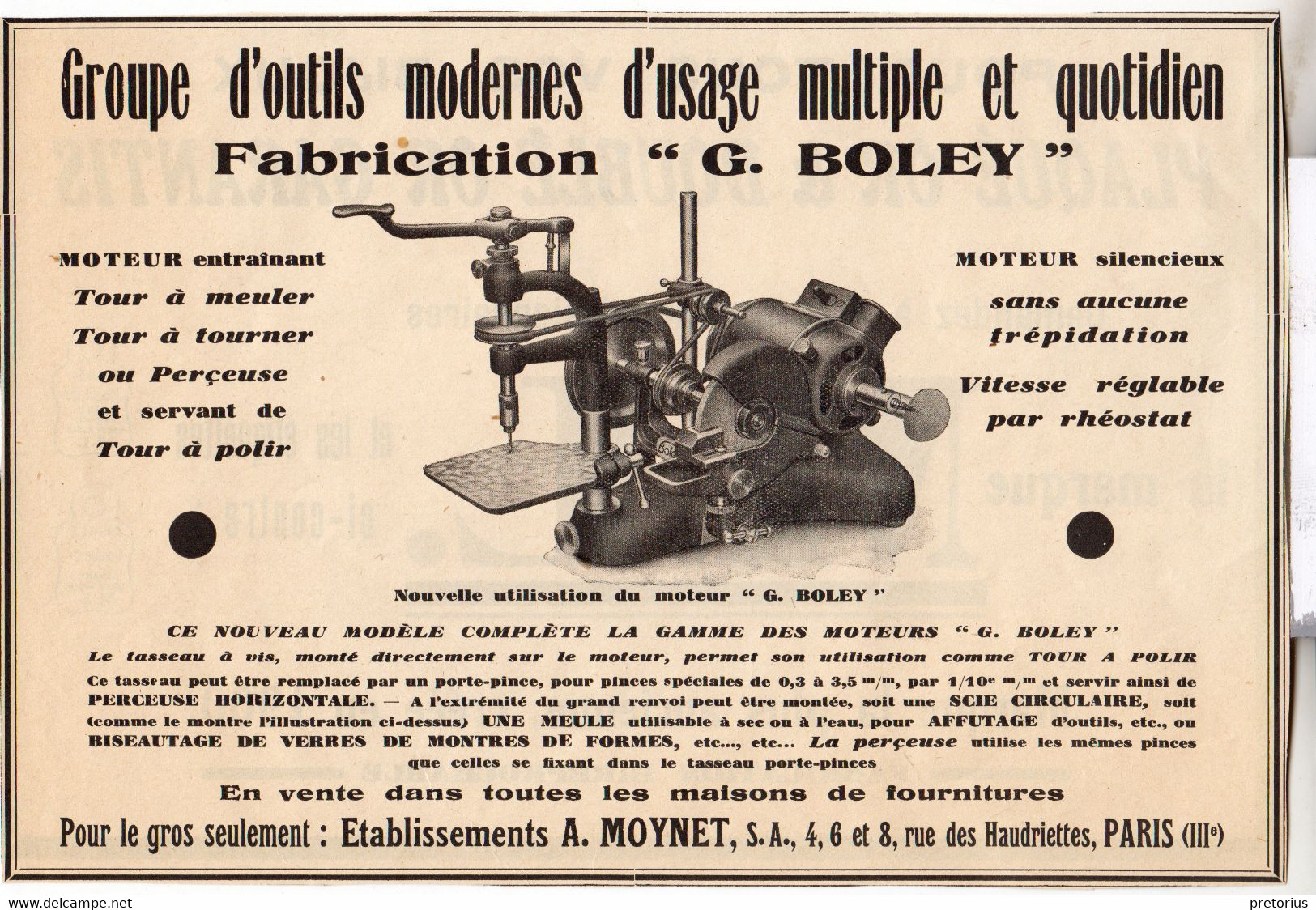 RARE PUB SUR PAPIER - 1927 - OUTILS MODERNES USAGE MULTIPLE ET QUOTIDIEN - G. BOLEY - ETABL. A. MOYNET -  PARIS - Supplies And Equipment