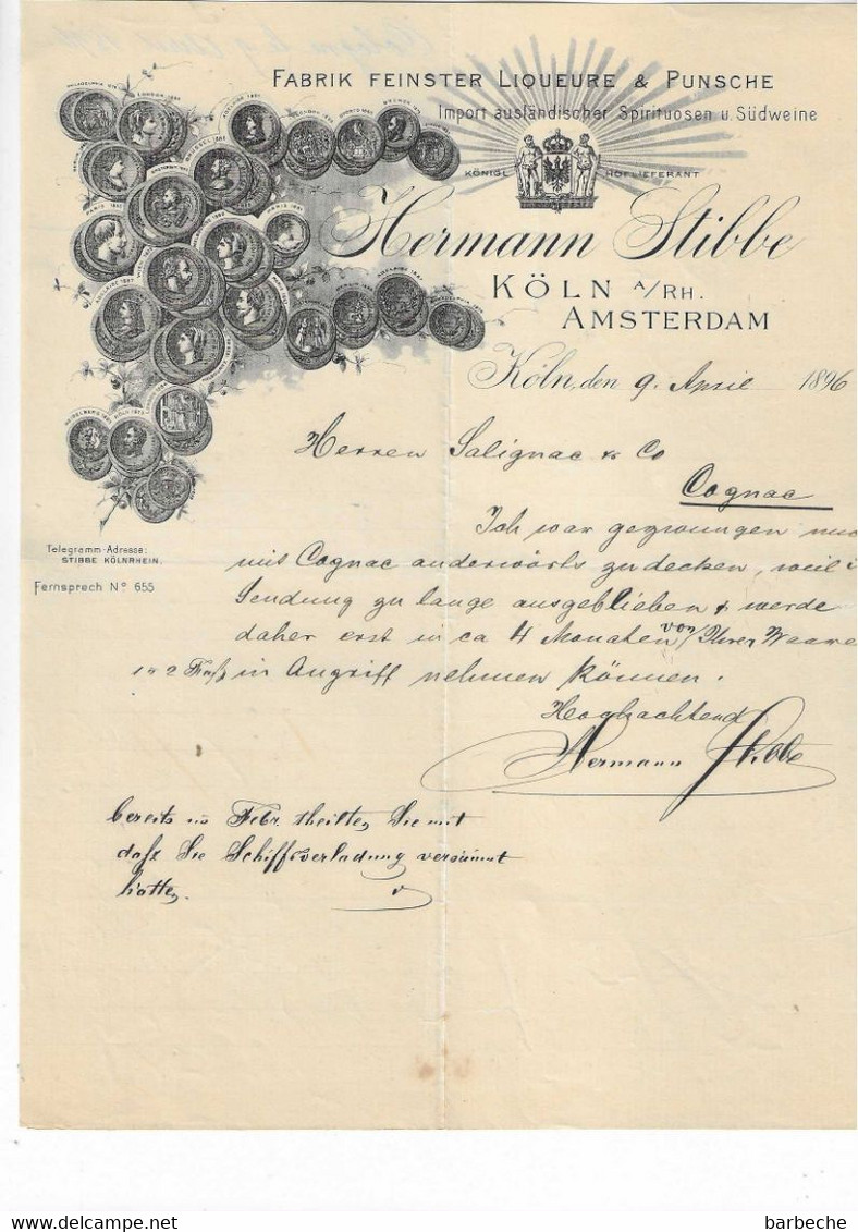 KÖLN HERMANN STIBBE  FABRIK FEINSTER LIQUEURE & PUNSCHE - 1800 – 1899
