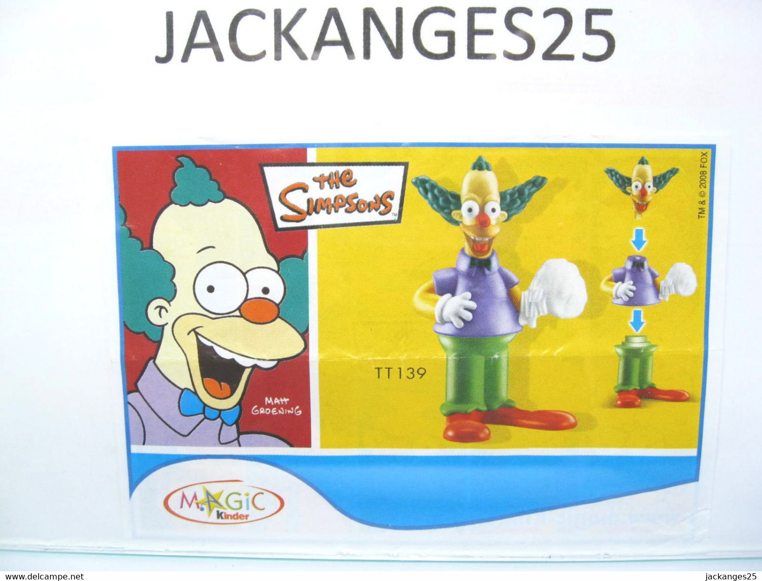 KINDER MPG TT 139 SIMPSONS 2007 KRUSTY LE CLOWN  + BPZ MEX - Familles