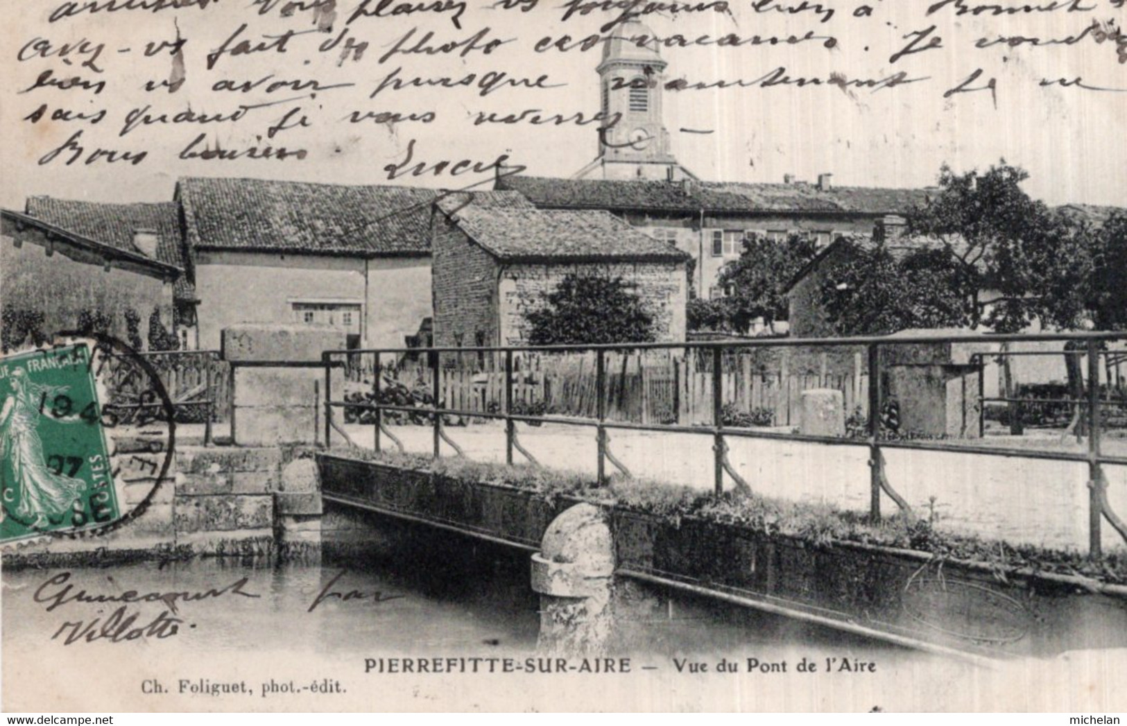 CPA   55  PIERREFITTE-SUR-AIRE VUE DU PONT DE L'AIRE---1907 - Pierrefitte Sur Aire